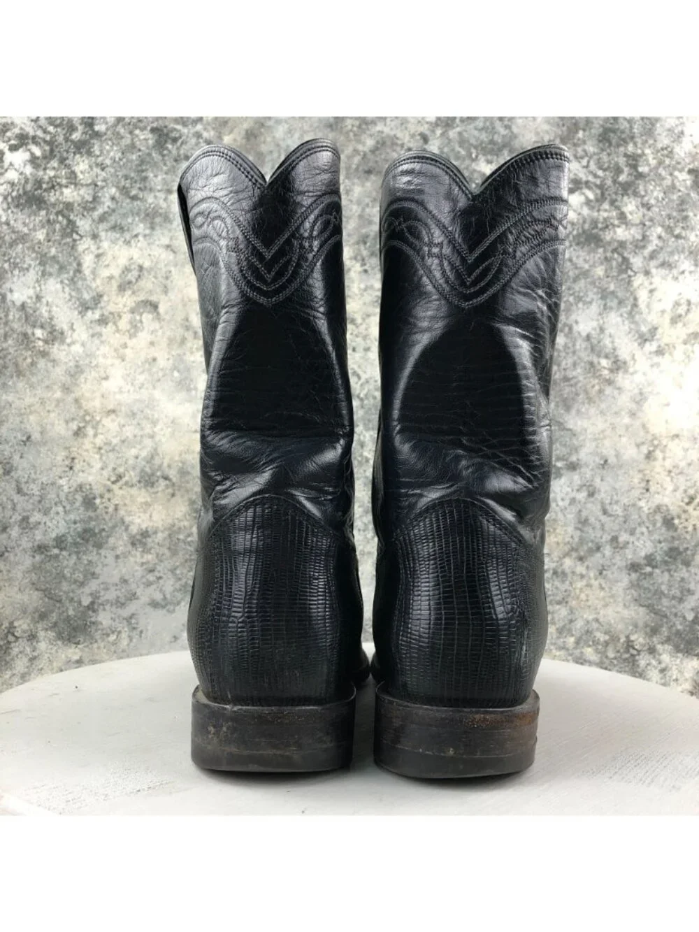 Justin Boots Men's Size 13B Exotic Roper Black Lizard Leather #3112 Boots FAIR